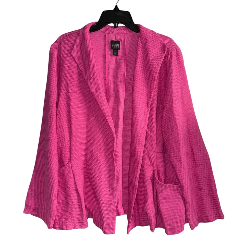 Eileen Fisher Linen Cotton Vibrant Pink Linen & Cotton Blazer Size XL